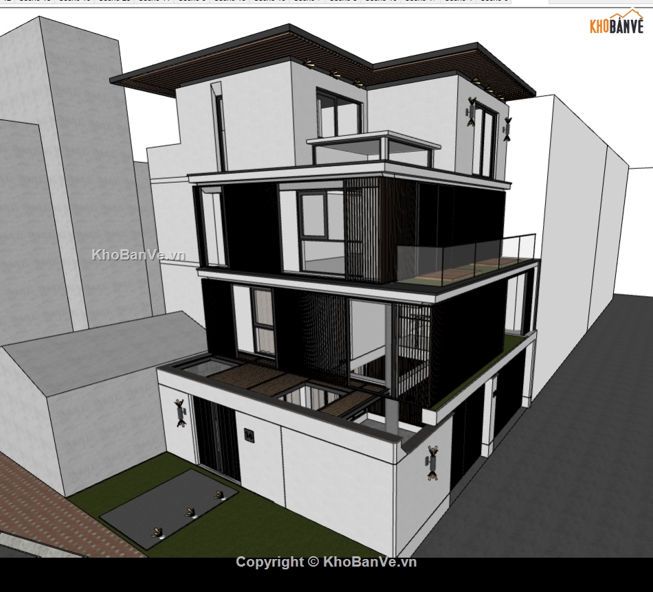 nhà phố 3 tầng,file sketchup nhà phố 3 tầng,model sketchup nhà phố 3 tầng,sketchup nhà phố 3 tầng
