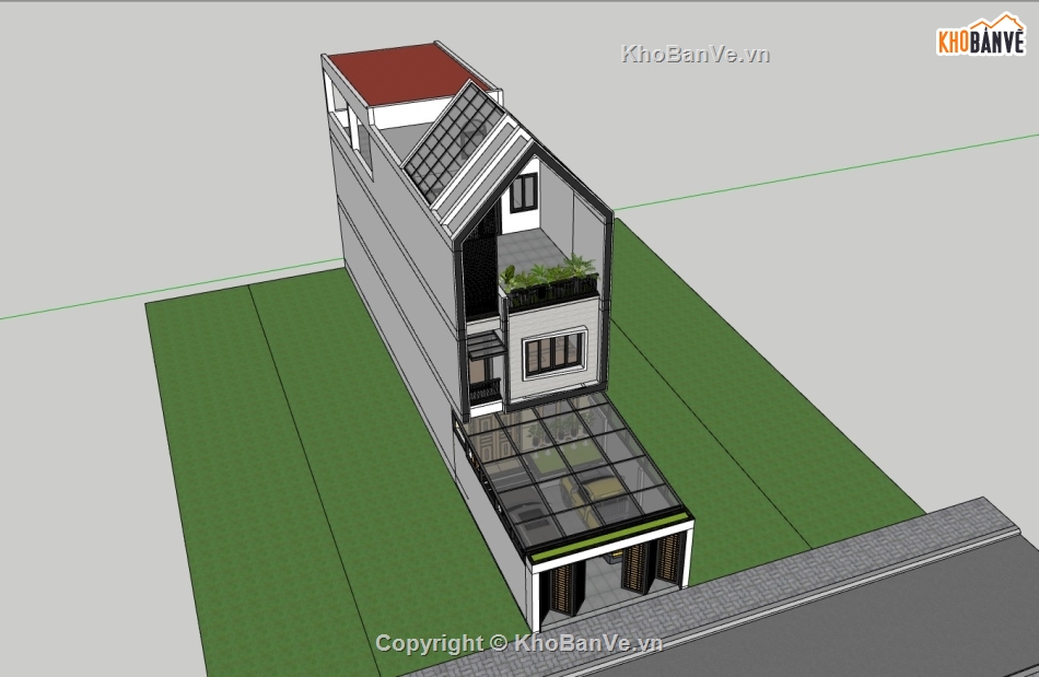 Model sketchup thiết kế nhà phố 3 tầng,sketchup nhà phố 3 tầng phong cách hiện đại,Model sketchup nhà phố 3 tầng