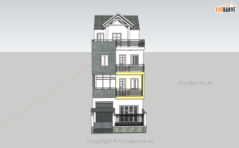 su nhà phố,sketchup nhà phố,su nhà phố 4 tầng,sketchup nhà phố 4 tầng