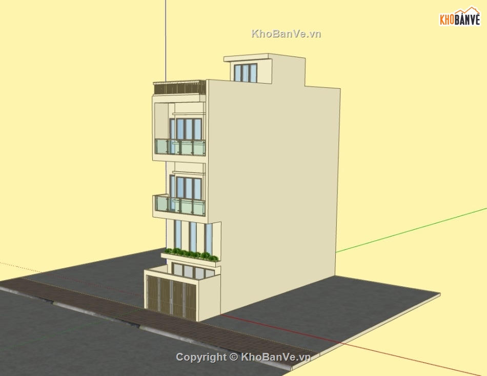 nhà phố 4 tầng,su nhà phố,sketchup nhà phố,su nhà phố 4 tầng