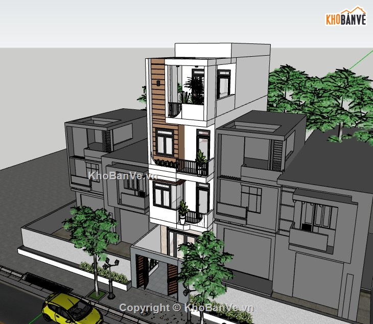 nhà phố 4 tầng,su nhà phố 4 tầng,sketchup nhà phố 4 tầng,su nhà phố,sketchup nhà phố