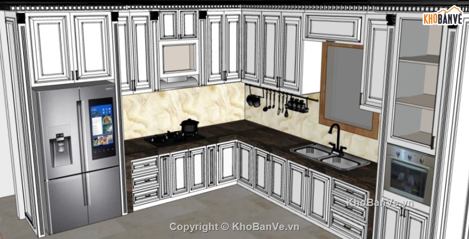 sketchup nội thất,sketchup nội thất bếp,Model nội thất bếp,nội thất bếp