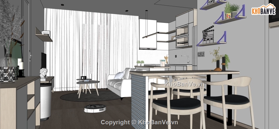 sketchup nội thất căn hộ,thiết kế nội thất căn hộ,mẫu sketchup nội thất căn hộ,file sketchup nội thất căn hộ