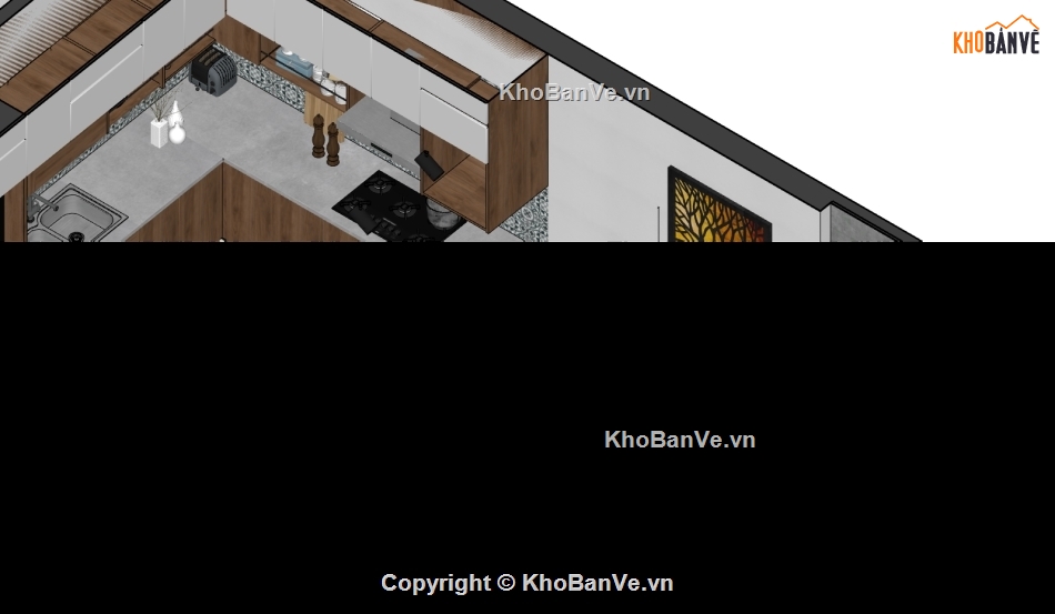 sketchup nội thất phòng khách bếp,nội thất phòng khách hiện đại,mẫu su nội thất phòng khách,sketchup nội thất phòng bếp