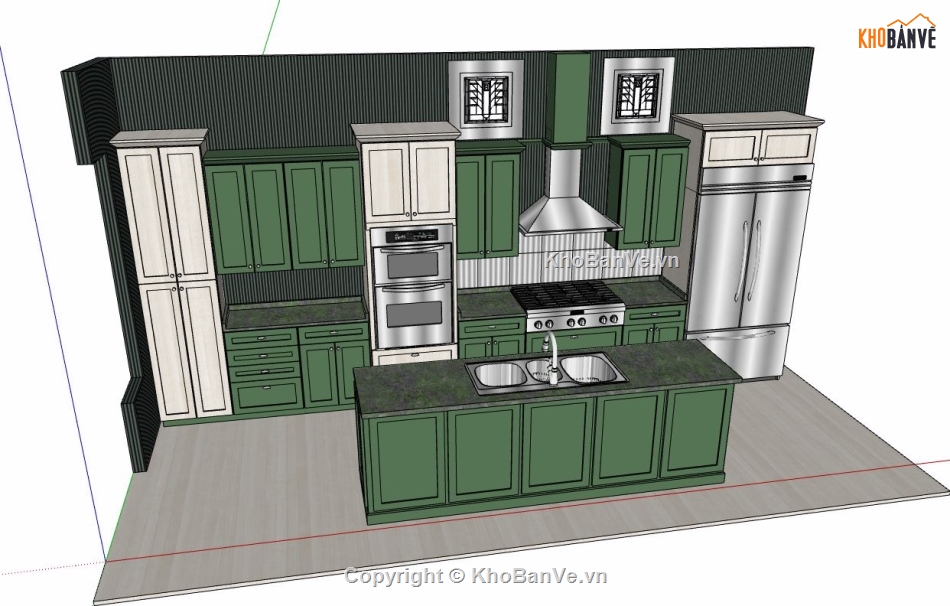 nội thất phòng bếp,sketchup nội thất phòng bếp,model bếp
