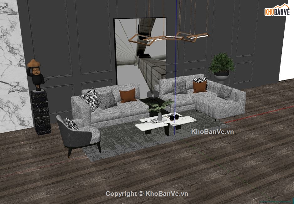 sketchup nội thất,sketchup phòng khách,Model sketchup phòng khách,Model sketchup nội thất