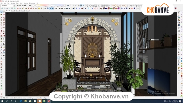 Nội thất phòng thờ,Su nội thất,Sketchup nhà ăn,SU phòng thờ