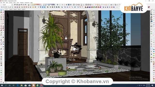 Nội thất phòng thờ,Su nội thất,Sketchup nhà ăn,SU phòng thờ