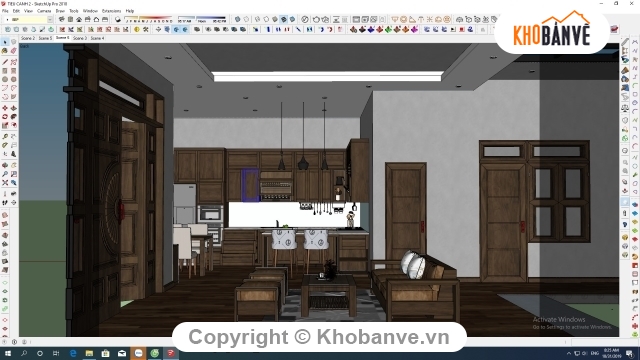 Nội thất phòng thờ,Su nội thất,Sketchup nhà ăn,SU phòng thờ