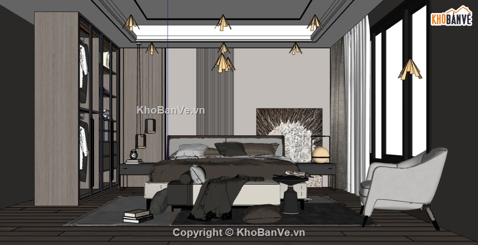File sketchup phòng ngủ hiện đại,3d sketchup phòng ngủ,thiết kế phòng ngủ su