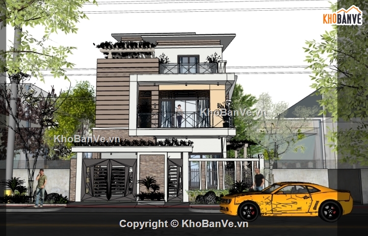 nhà phố sketchup,biệt thự 3 tầng,biệt thự phố,nhà biệt thự,biệt thự nhà phố,biệt thự sketchup