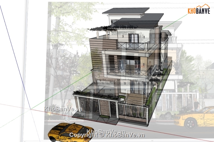 nhà phố sketchup,biệt thự 3 tầng,biệt thự phố,nhà biệt thự,biệt thự nhà phố,biệt thự sketchup
