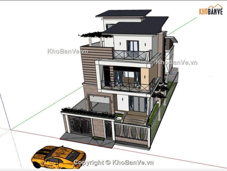 nhà phố sketchup,biệt thự 3 tầng,biệt thự phố,nhà biệt thự,biệt thự nhà phố,biệt thự sketchup