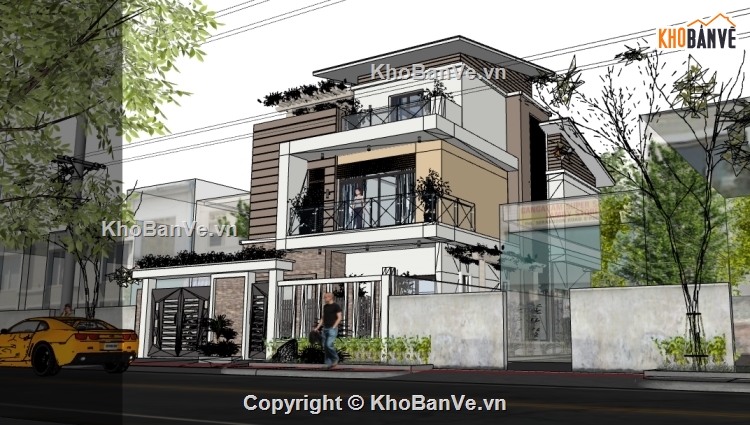 nhà phố sketchup,biệt thự 3 tầng,biệt thự phố,nhà biệt thự,biệt thự nhà phố,biệt thự sketchup