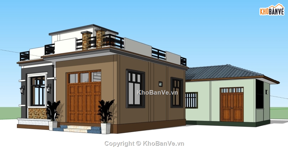 file sketchup nhà ở,biệt thự 2 tầng,bản vẽ nhà đẹp