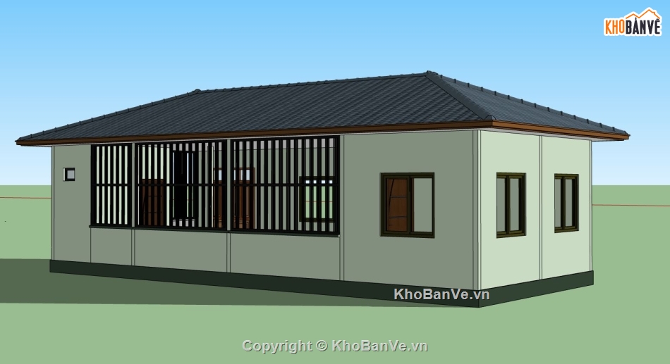 file sketchup nhà ở,biệt thự 2 tầng,bản vẽ nhà đẹp