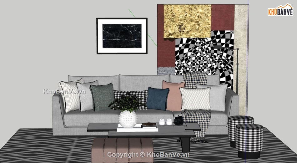 sketchup sofa,thiết kế sketchup đẹp,sofa phòng khách,model su sofa phòng khách