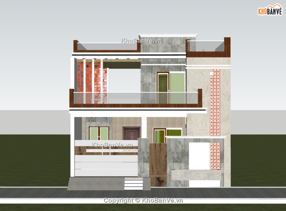 biệt thự 2 tầng,su biệt thự,sketchup biệt thự