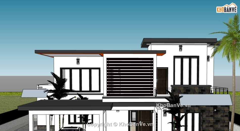 su biệt thự,sketchup biệt thự,biệt thự 2 tầng