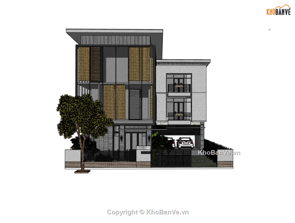 biệt thự 3 tầng,su biệt thự,sketchup biệt thự