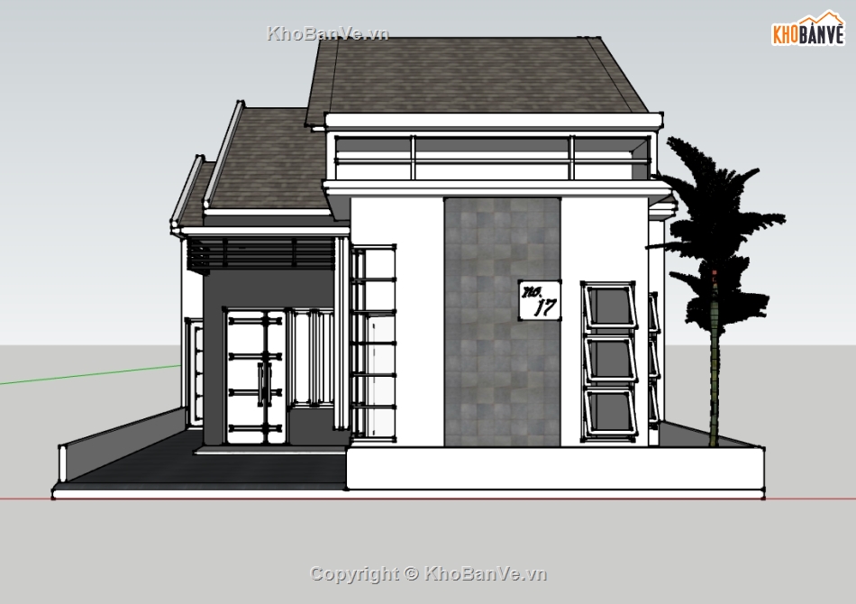 su nhà 1 tầng,sketchup nhà 1 tầng,nhà 1 tầng