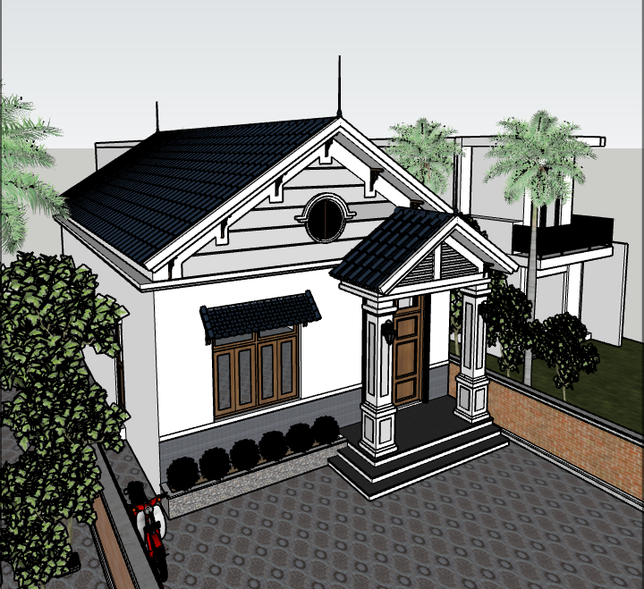 nhà cấp 4,sketchup nhà cấp 4,nhà cấp 4 sketchup