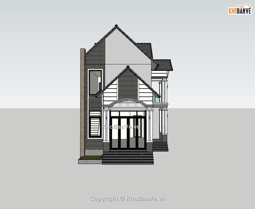 nhà phố 2 tầng,su nhà phố,sketchup nhà phố