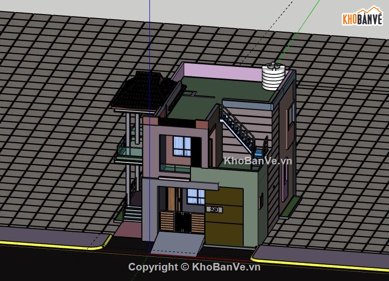 Nhà phố 2 tầng,model su nhà phố 2 tầng,file su nhà phố 2 tầng