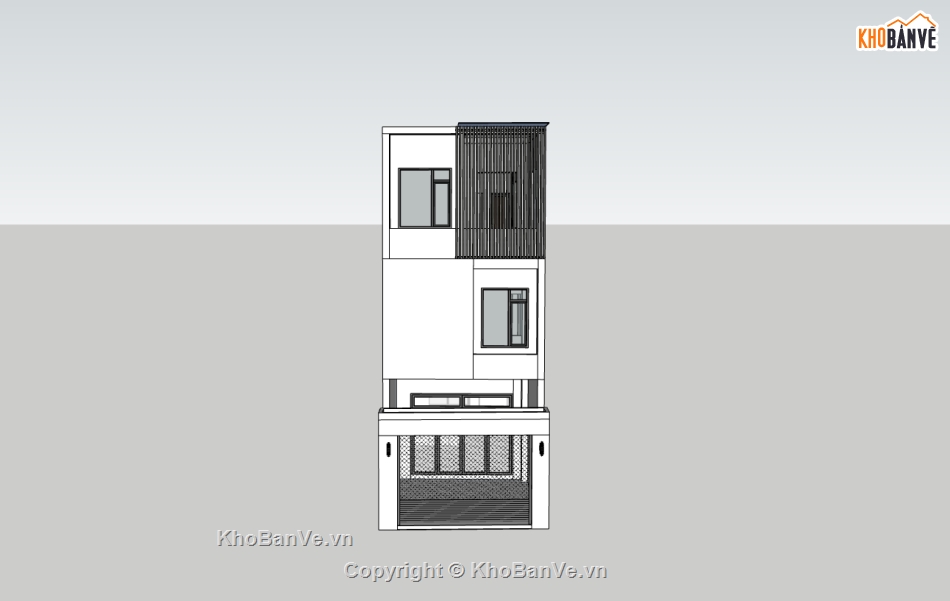 nhà phố 3 tầng,su nhà phố,sketchup nhà phố