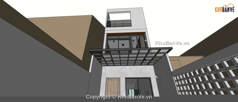 Sketchup nội thất,nhà phố 3 tầng,model su nhà phố 3 tầng,nội thất nhà phố 3 tầng
