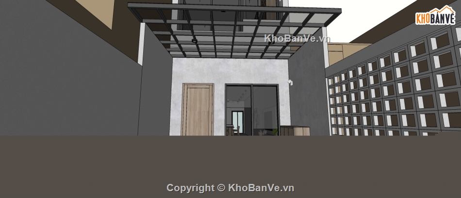 Sketchup nội thất,nhà phố 3 tầng,model su nhà phố 3 tầng,nội thất nhà phố 3 tầng