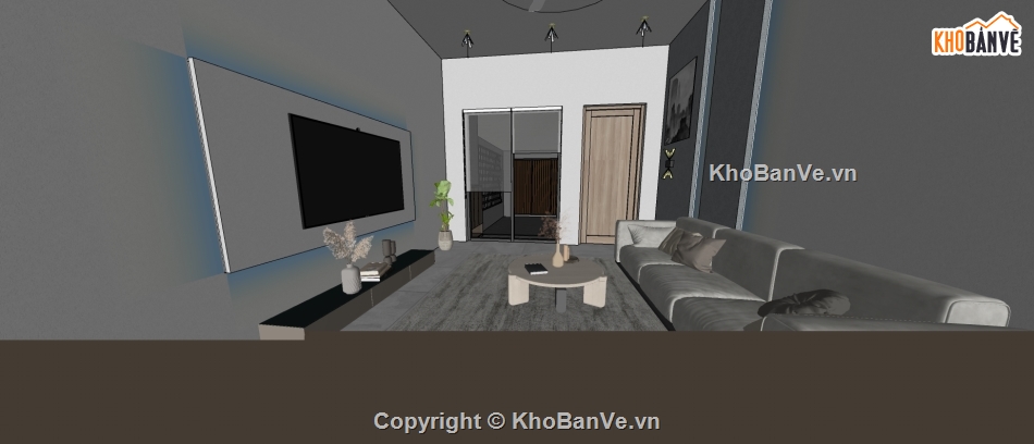 Sketchup nội thất,nhà phố 3 tầng,model su nhà phố 3 tầng,nội thất nhà phố 3 tầng