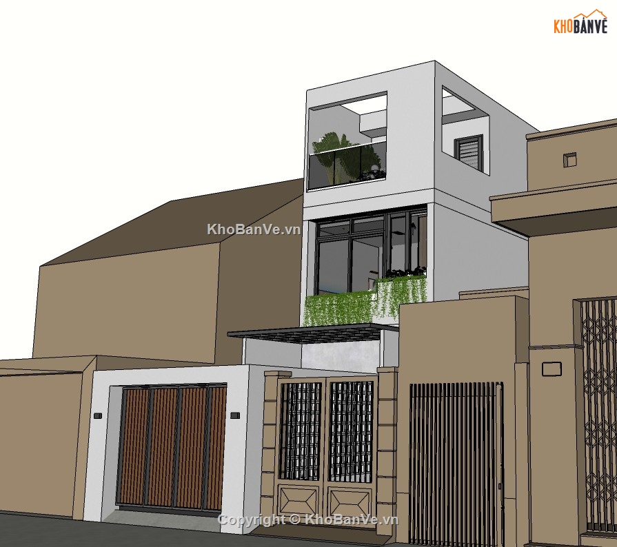 Sketchup nội thất,nhà phố 3 tầng,model su nhà phố 3 tầng,nội thất nhà phố 3 tầng