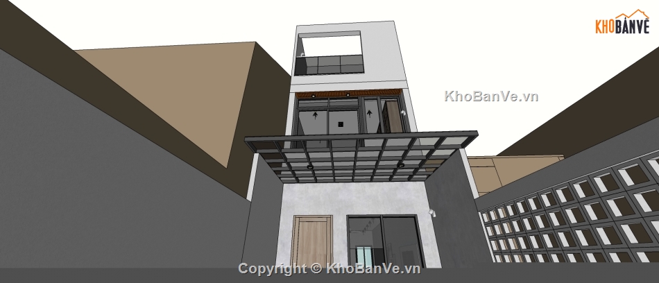 Sketchup nội thất,nhà phố 3 tầng,model su nhà phố 3 tầng,nội thất nhà phố 3 tầng