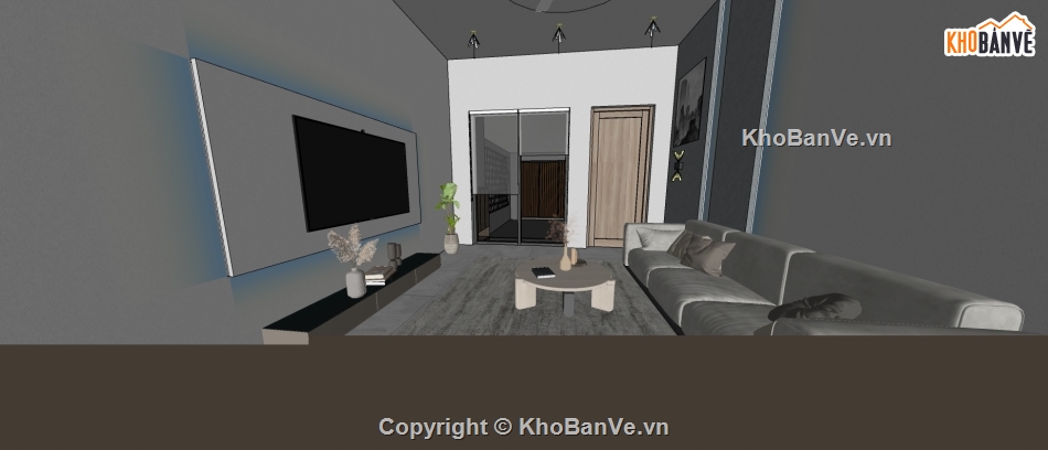 Sketchup nội thất,nhà phố 3 tầng,model su nhà phố 3 tầng,nội thất nhà phố 3 tầng