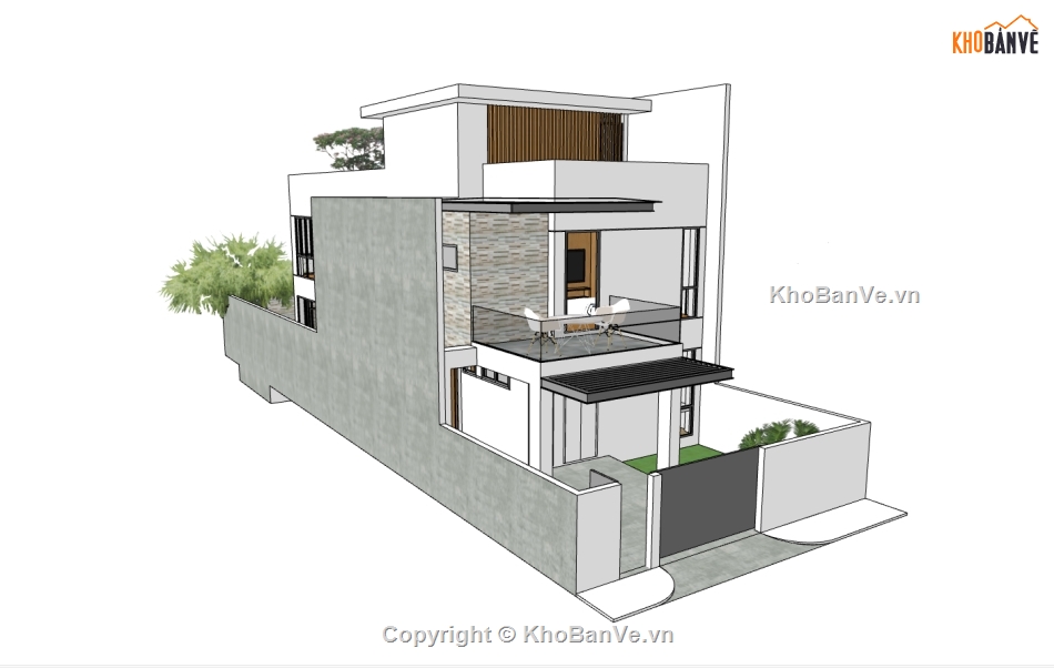 nhà phố 3 tầng,su nhà phố,sketchup nhà phố