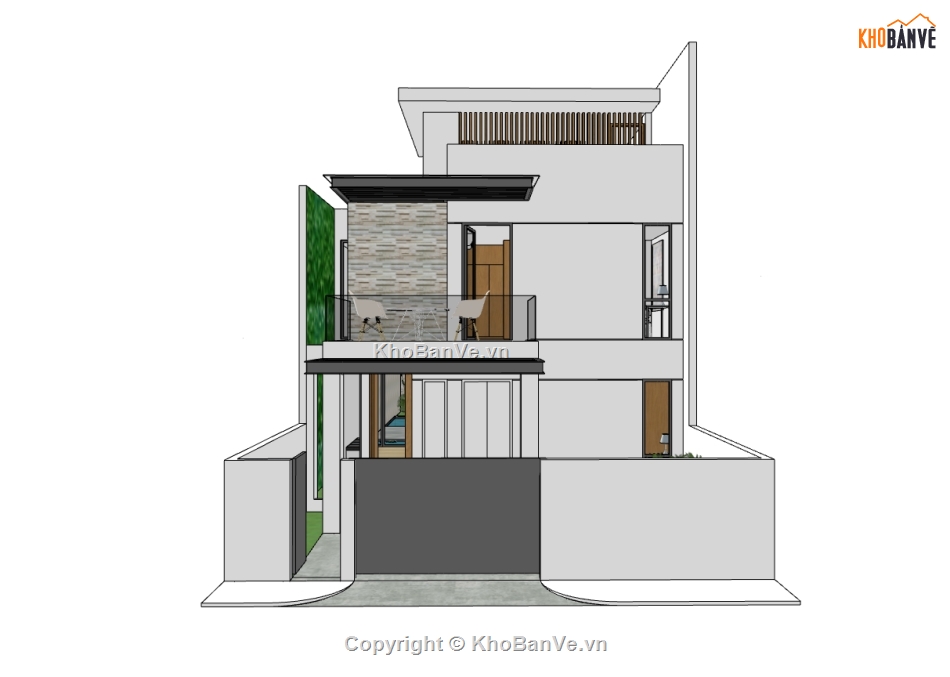 nhà phố 3 tầng,su nhà phố,sketchup nhà phố