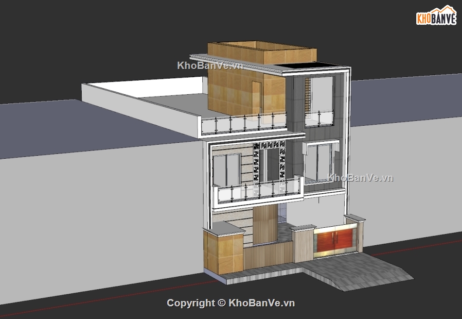 nhà phố 3 tầng,su nhà phố,sketchup nhà phố