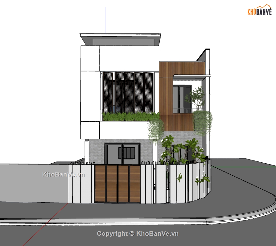 su nhà phố,sketchup nhà phố,nhà phố 2 tầng