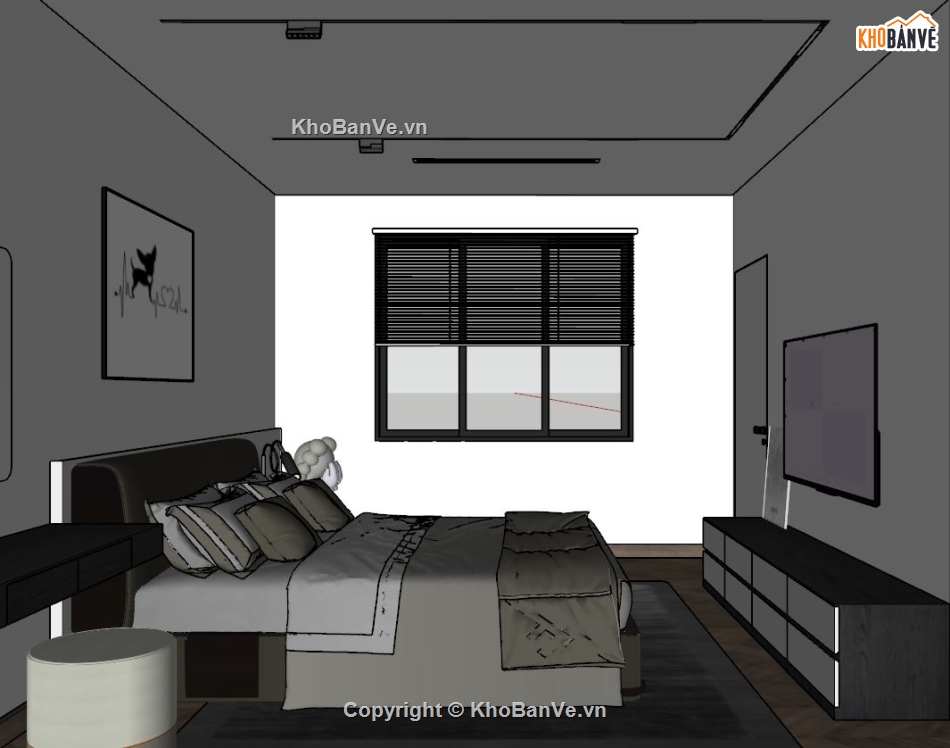 Nội thất phòng ngủ sketchup,Model phòng ngủ,sketchup nội thất phòng ngủ,phòng ngủ sketchup