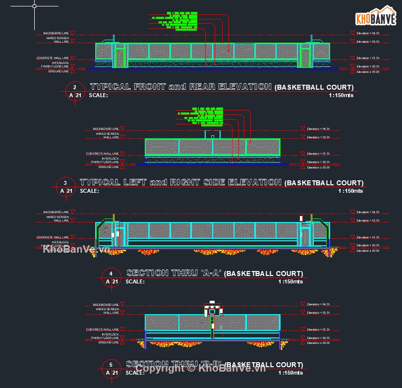 thiết kế sân bóng rổ file cad,autocad thiết kế sân bóng rổ,bản vẽ cad sân bóng rổ