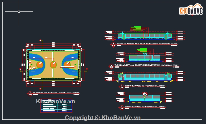 thiết kế sân bóng rổ file cad,autocad thiết kế sân bóng rổ,bản vẽ cad sân bóng rổ