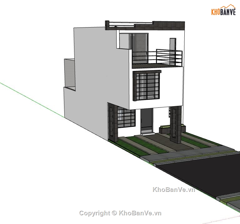 nhà phố 3 tầng,Thiết kế nhà phố,model sketchup nhà phố 3 tầng