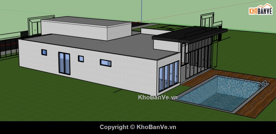 biệt thự 1 tầng file sketchup,dựng model su nhà biệt thự,file 3d su biệt thự 1 tầng