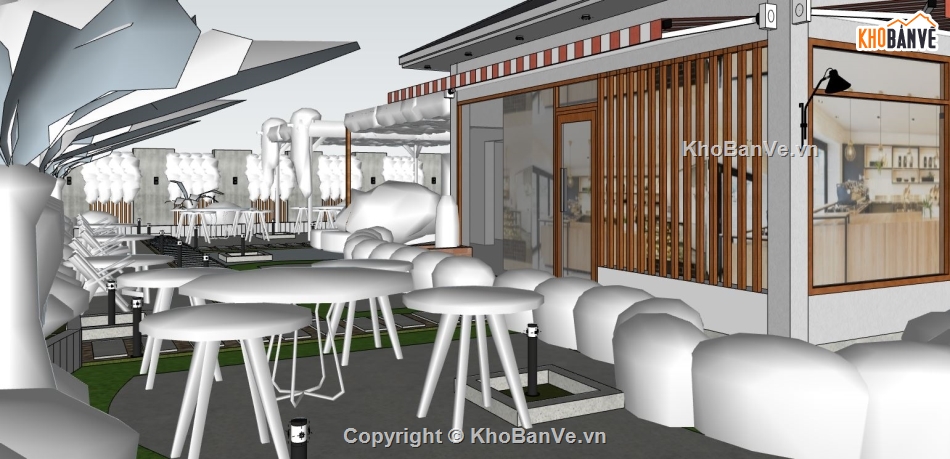 su quán cafe,file su quán cafe,file sketchup quán cafe