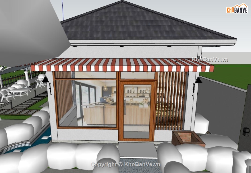 su quán cafe,file su quán cafe,file sketchup quán cafe