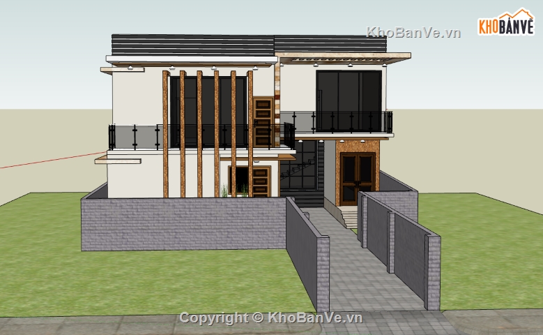 biệt thự 2 tầng,model sketchup biệt thự 2 tầng,file su biệt thự 2 tầng,Model biệt thự 2 tầng