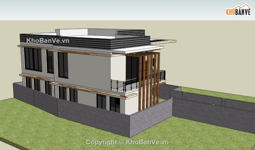 biệt thự 2 tầng,model sketchup biệt thự 2 tầng,file su biệt thự 2 tầng,Model biệt thự 2 tầng