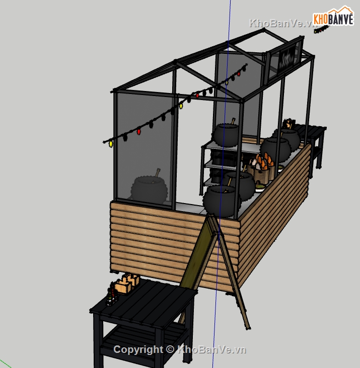 sketchup quán ăn nhanh,sketchup quán bán đồ  ăn,sketchup quán ăn vặt