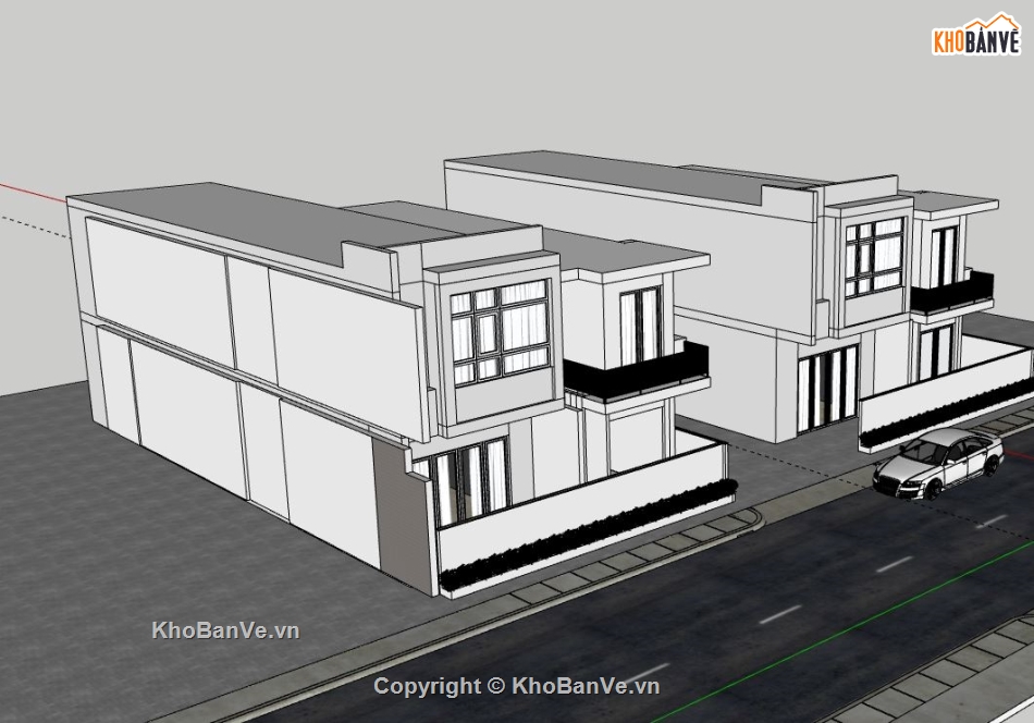 Biệt thự 2 tầng,file su biệt thự 2 tầng,biệt thự 2 tầng model su